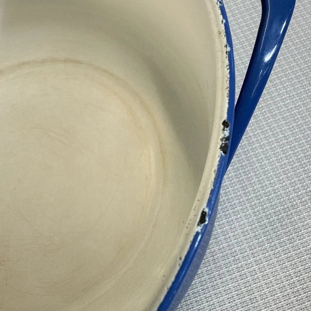 Vintage 2 Quart Blue Enamel Cookware Pot Casserole With Trivet Lid